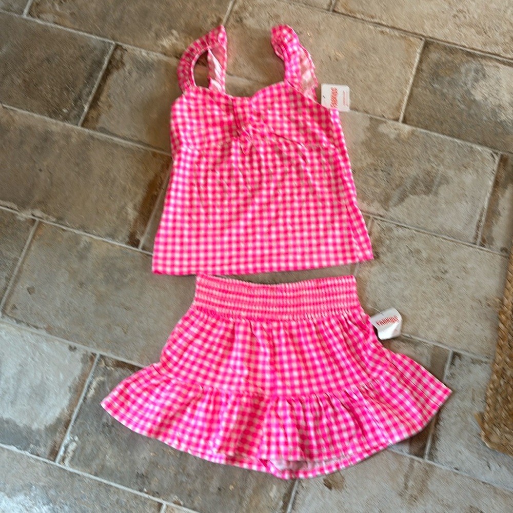 NWT, two piece gingham outfit